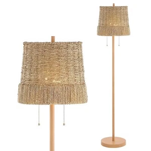 JYL3091A Ocata 61" 2-Light Coastal Bohemian Iron/Rattan LED Floor Lamp with P... - Picture 1 of 7