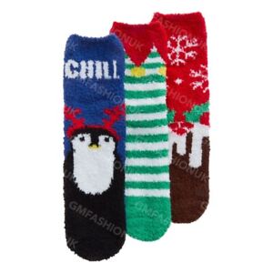 Ladies Women Winter Xmas Christmas Socks Warm Cosy Fluffy Bed Grip Non Slip Sock
