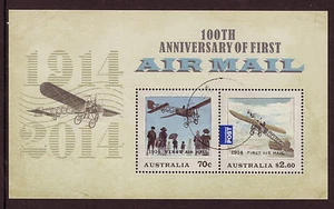 AUSTRALIA 2014 100th ANNIVERSARY OF 1st AIRMAIL MINISHEET FINE USED - Picture 1 of 1