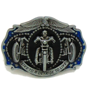 Motorcyclist Men's Belt Buckle Western Cowboy Native American (MOT-03) - Picture 1 of 3