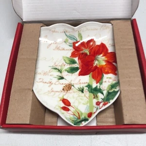 Lenox Heart Shaped Dish Winter Meadow Scalloped Edge In Original Box - Bild 1 von 15