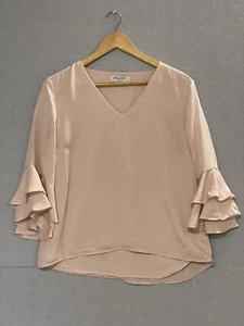 Ebby and I Womens Top Pinkish Nude Ruffle 3/4 Sleeve Size S - Picture 1 of 4