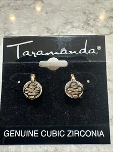 New Taramanda Gold Tone Genuine Cubic Zirconia Beautiful Pierced Earrings - Picture 1 of 2