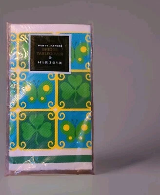 Vintage St Patricks Day Paper Tablecloth Bridge Shamrocks Sealed Gibson NOS - Image 1 of 4