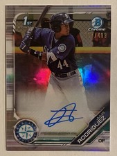 2019 Bowman Julio Rodriguez 1st Chrome Prospects Refractor Auto 397/499 Mariners