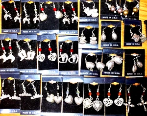 Made in USA 35-Pc Fashion Jewelry Mixed Lot Earrings Necklaces Silver Metal NEW - Picture 1 of 6