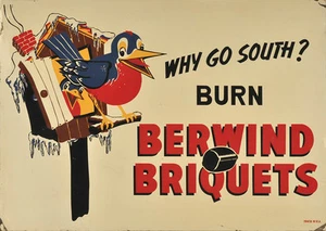 LETRERO METÁLICO PUBLICIDAD BRIQUETAS BERWIND - Imagen 1 de 1