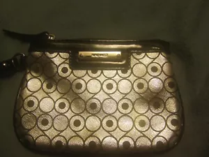 Nine West Zippered Cosmetic Bag Silver and Black - Picture 1 of 5