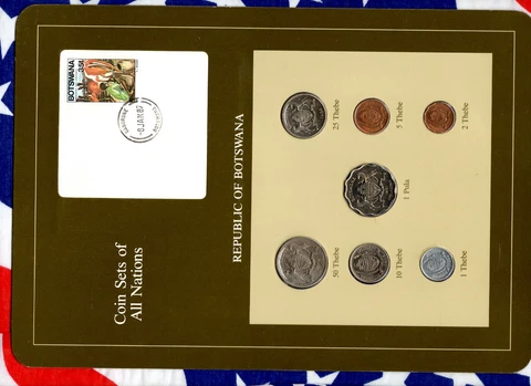 Coin Sets of All Nations Botswana 1981 & 1984 UNC cows 1 Pula 2 Thebe 81 Cover
