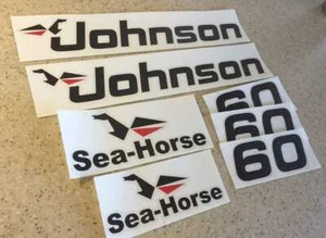 Johnson Sea Horse 60 HP Outboard Motor Decals FREE SHIP + FREE Fish Decal! - Picture 1 of 1