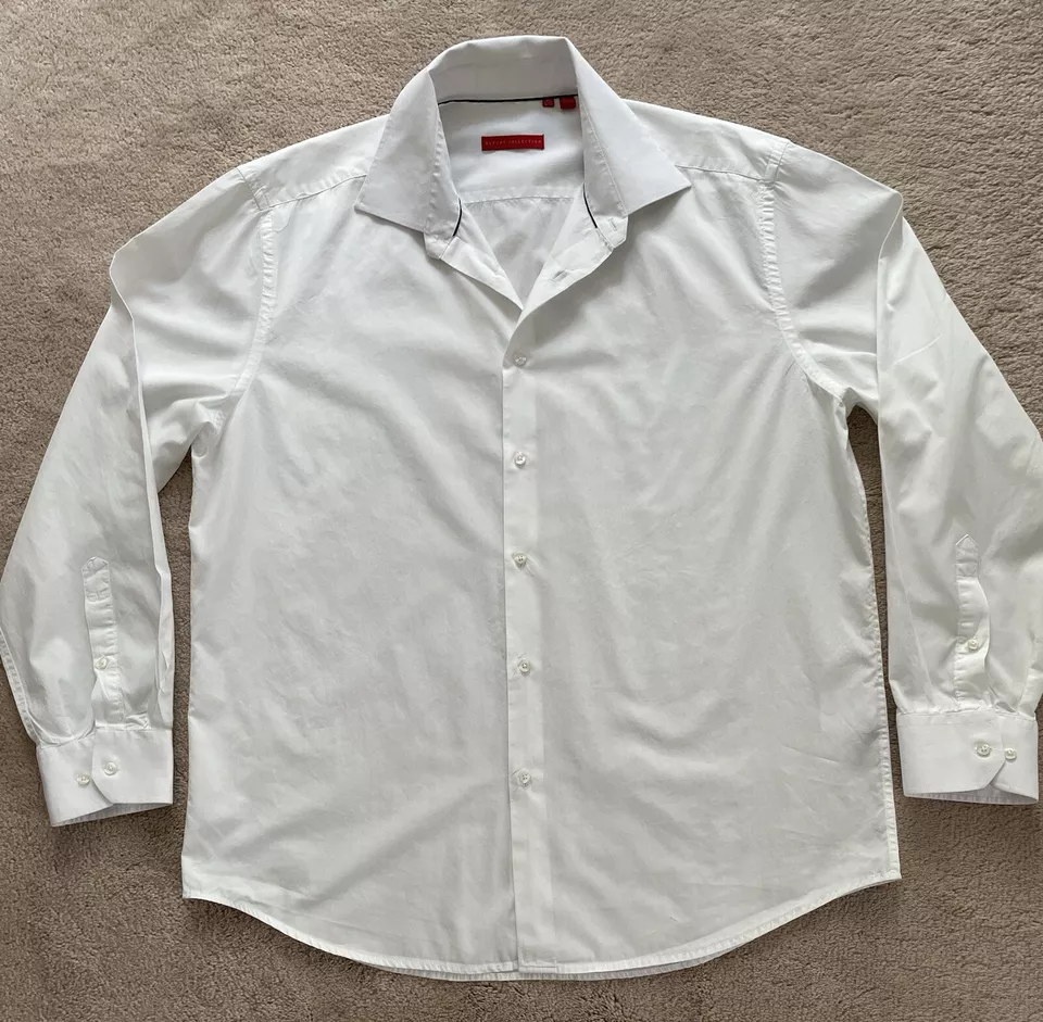 Report Collection White Cotton Long Sleeve Dress Shirt Sz XL  17 1/2''  36-37'' - Image 1 of 4