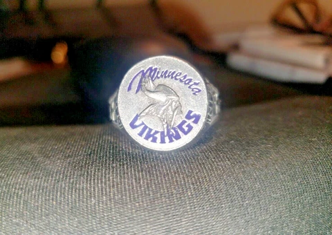 Minnesota Vikings Handmade Ring Heavy Duty Size 9 to 9.5 NFL Very Nice Look! Cover