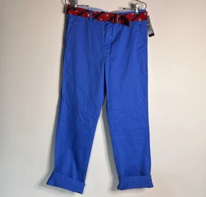 Tommy Hilfiger Slim Fit Blue Chino Pants w/ Red Belt Youth Boy Size 20 / New - Picture 1 of 8