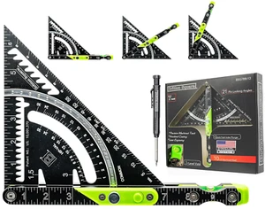 7''-Black/Green Aluminum Rafter Square -Rafter Square with Level, Innovative Fra - Picture 1 of 8