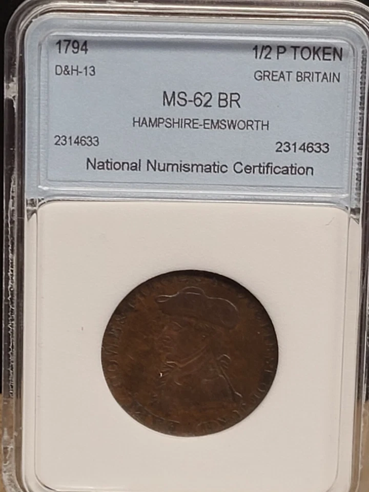 1794  Hampshire Emsworth 1/2 Penny Conder Britain Token - Image 1 of 3