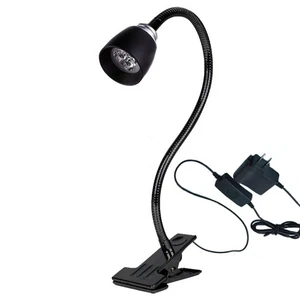 3W LED Bedroom Reading Light Clamp Table Lamp Soft Pipe Plug-in Spotlight Switch - Picture 1 of 7