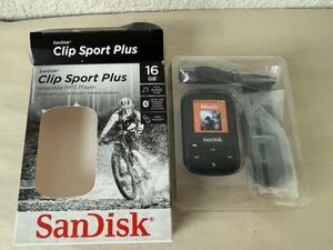 SanDisk Clip Sport Plus Tragbarer MP3-Player 16 GB Schwarz Bluetooth FM Radio Neu - Bild 1 von 4