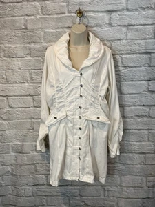 Chaqueta Larga Neón Buda Blanco Chal Cuello Acanalado Detalle Botón Talla L Lagenlook - Imagen 1 de 6