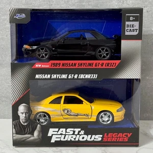 Fast & Furious 1989 Nissan Skyline GT-R R32 BCNR33 Black Yellow 1:32 Jada Toys - Picture 1 of 1