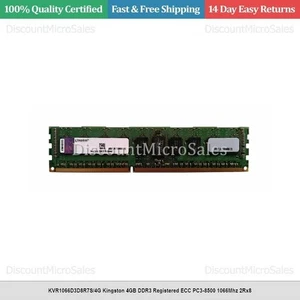 KVR1066D3D8R7S/4G Kingston 4GB DDR3 Registered ECC PC3-8500 1066Mhz 2Rx8 - Picture 1 of 1