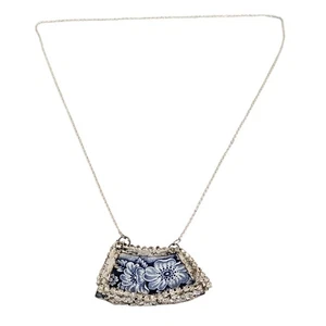 Vintage Liberty Blue Old North Church Broken China Necklace - Picture 1 of 3