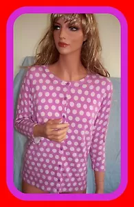 MAGLIONE CAMICIA CARTIGAN NUOVO CON ETICHETTE L MEDONA VIOLA LAVANDA BIANCO BOTTONI - Foto 1 di 1