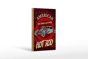 Holzschild American 12x18 cm hot rod Auto no limits no fear  Schild wooden sign - Bild 1 von 5