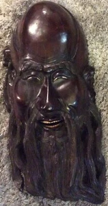 Chinese Figurine Senior Carved Inlaid Shell Art Teeth Eyes Decor Statue - Picture 1 of 5