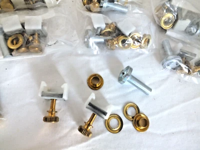 14 bag Roc lon drape rod SHADE GLIDE STOP brass thumb screw grommet set tool vtg - Image 1 of 4