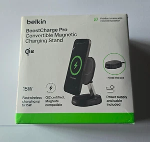 NEW Black Belkin BoostCharge Pro Convertible Magnetic Wireless Charging Stand - Picture 1 of 14