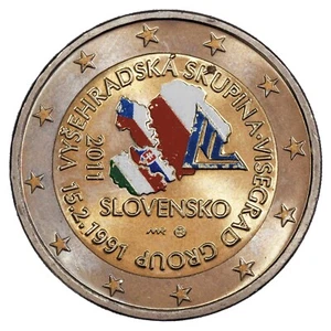 Eslovaquia - 2 Euros Coloreada - 2011-20 Años - Base De Visegrád - Imagen 1 de 2