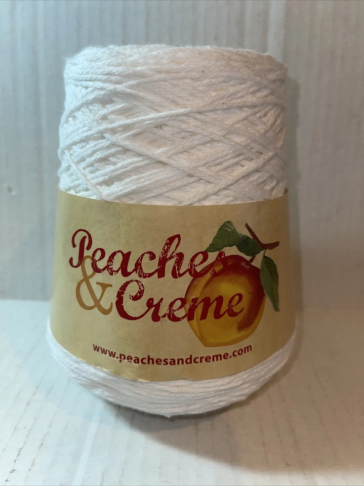 Peaches & Creme 14 Oz 400g Cone Yarn 100 Cotton 4 Ply Worsted White 706 Yds