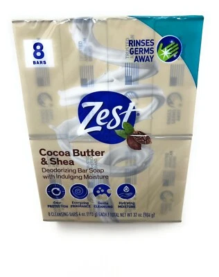 Zest Cocoa Butter & Shea Moisture Soap 8 Bars 4.0 Oz Fresh Pack - Image 1 of 4