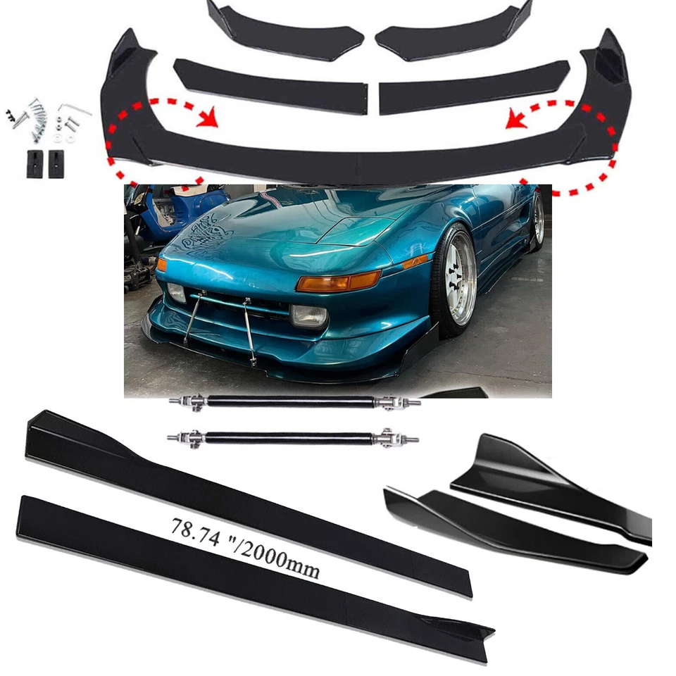 Front Bumper Chin Lip Splitter Spoiler Body Kit+Strut Rods For Toyota MR2 Foto 1 de 4
