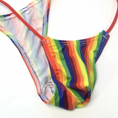 K208 P Mens Micro Bikini String waist Pride Rainbow prints Stars Stripes - Image 1 of 4