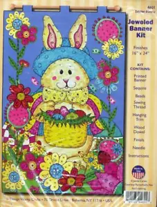 DESIGN WORKS CRAFTS EASTER BUNNY JEWELED BANNER KIT 16" X 24" - Picture 1 of 2
