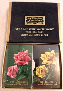 Werbung Spielkarten Larry & Mary Elder Realty Duratone Spielkarten versiegelt - Bild 1 von 11