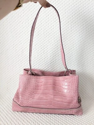 De Colección Tommy Hilfiger Rosa Imitación Cocodrilo Repujado Bolso de Hombro Magnético A Presión Y2K  Foto 1 de 4