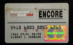 Monogram Bank USA Encore MasterCard credit card exp 1993 cc1105 - Picture 1 of 2