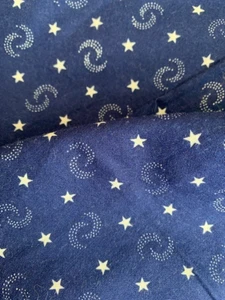 Marcus Bros Textiles Quilt Cotton FABRIC Indigo BLUE Stars Quarter Moons 67X43 - Picture 1 of 3