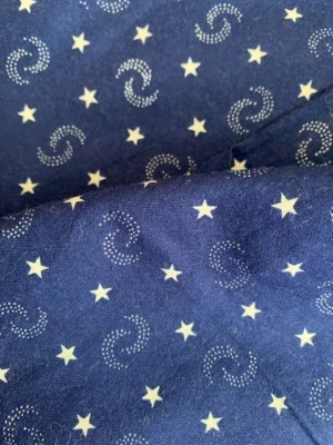 Marcus Bros Textiles Quilt Cotton FABRIC Indigo BLUE Stars Quarter Moons 67X43 - Image 1 of 3