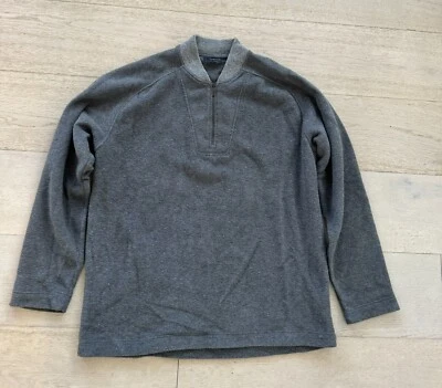 Zegna Sport Fleece Pullover Sweater M Gray Performance Casual Retro 1/4 Zip - Image 1 of 4
