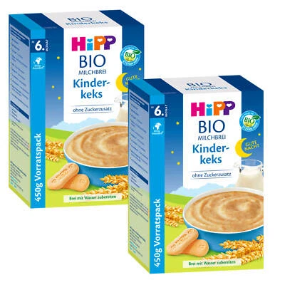2x 450g Hipp Bio Milchbrei Gute Nacht Kinderkeks ohne Zuckerzusatz 10 Portionen - Bild 1 von 4