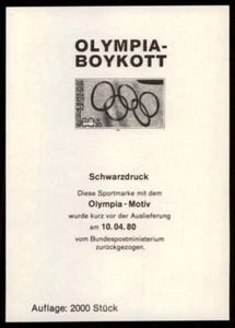 ALEMANIA IMPRESIÓN NEGRA 1980 OLIMPIADAS BOICOT OLÍMPICO SELLO SIN EMITIR 'm5502 - Imagen 1 de 2
