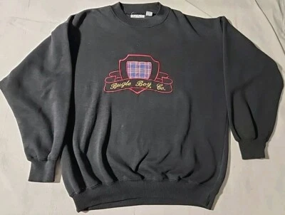 VTG 80s/90s Bugle Boy Co. Logo Sweater ThickCrew Neck Black Large Vintage  - Image 1 of 4