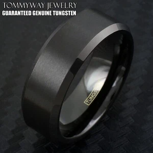 6/8mm Black Tungsten Carbide Brushed Comfort Fit Wedding Band Ring Men's-Women's - Picture 1 of 12