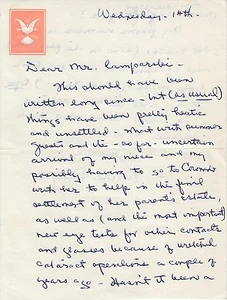 ARLINE PRETTY Vintage Original RARE AUTOGRAPH LETTER Richard LAMPARSKI Pre-1965 - Picture 1 of 2