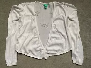 Monsoon Cream Long Sleeved Shrug Cardigan Butterfly Design Size 10-12 Years - Picture 1 of 4