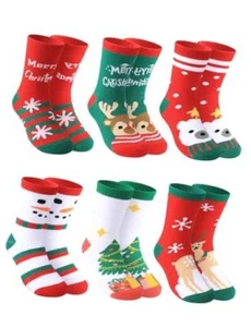Christmas Socks for Kids Boys Girls Thick 4-6 Years B-christmas Socks-6 Pairs - Picture 1 of 7