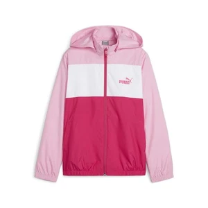 PUMA Essentials ColorBlocked Full Zip Windbreaker Youth Girls Pink Casual Athlet - Picture 1 of 2
